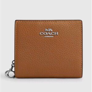 New Coach C2862 Snap Wallet Pebble Leather Light Saddle